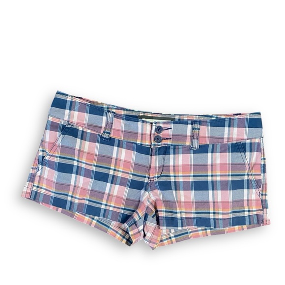 Abercrombie & Fitch Pants - y2k Abercrombie & Fitch Pink Plaid Multicolor Low Rise Mini Booty Shorts Size 2